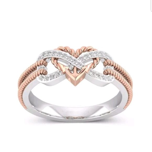 unbranded Jewelry - White Topaz 925 Silver Heart infinity ring
